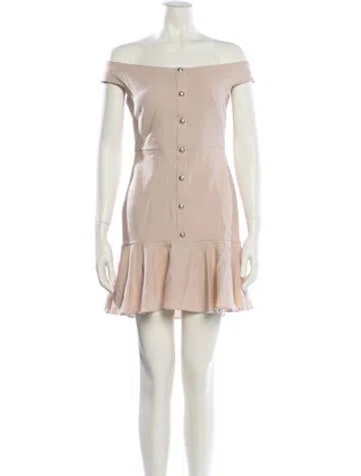 Pre-owned Veronica Beard Off-the-shoulder Mini Dress In Neutral