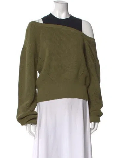 Pre-owned Veronica Beard Off-the-shoulder Sweater In Green