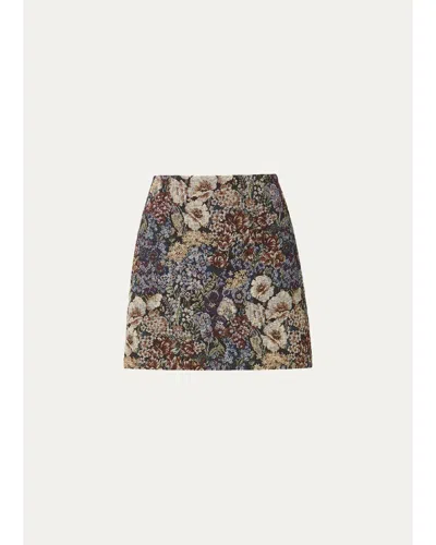 Veronica Beard Ohemia Floral Jacquard Mini Skirt In Multi