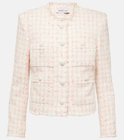 Veronica Beard Olbia Cotton-blend Tweed Jacket In Off White/coral