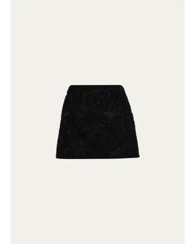 Veronica Beard Olenna Beaded Floral Mini Skirt In Black
