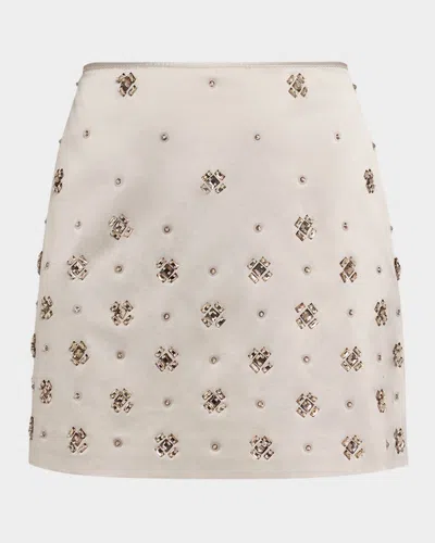 Veronica Beard Olenna Hand-embroidered Mini Skirt In Silver