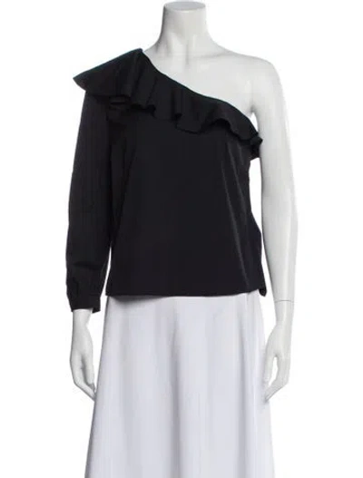 Pre-owned Veronica Beard One-shoulder Long Sleeve Blouse In Black
