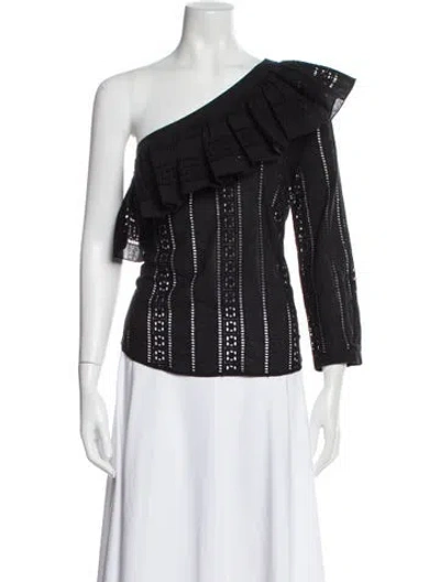 Pre-owned Veronica Beard One-shoulder Long Sleeve Blouse In Gray
