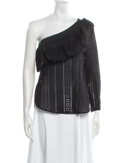 Pre-owned Veronica Beard One-shoulder Long Sleeve Blouse W/ Tags In Black