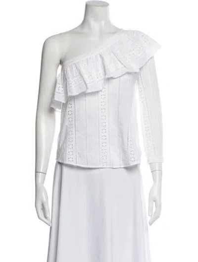Pre-owned Veronica Beard One-shoulder Long Sleeve Blouse In White