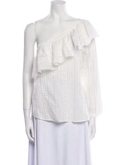 Pre-owned Veronica Beard One-shoulder Long Sleeve Blouse In White