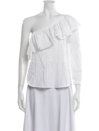 Pre-owned Veronica Beard One-shoulder Long Sleeve Blouse In White
