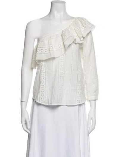 Pre-owned Veronica Beard One-shoulder Long Sleeve Top In Neutral
