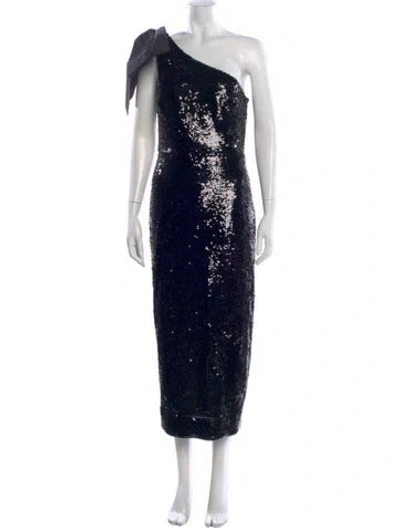 Pre-owned Veronica Beard One-shoulder Midi Length Dress In Black