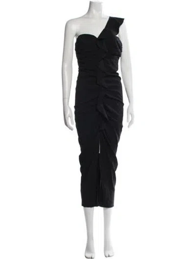 Pre-owned Veronica Beard One-shoulder Midi Length Dress In Black