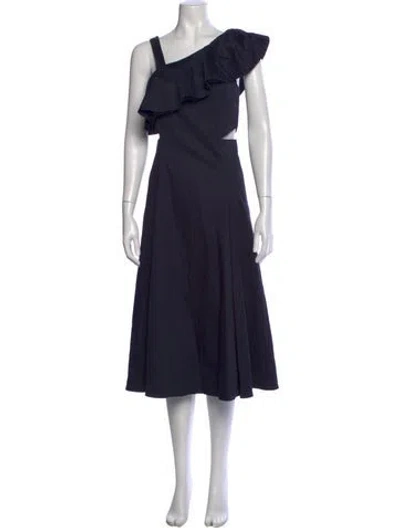 Pre-owned Veronica Beard One-shoulder Midi Length Dress In Blue