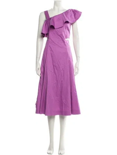 Pre-owned Veronica Beard One-shoulder Midi Length Dress In Purple