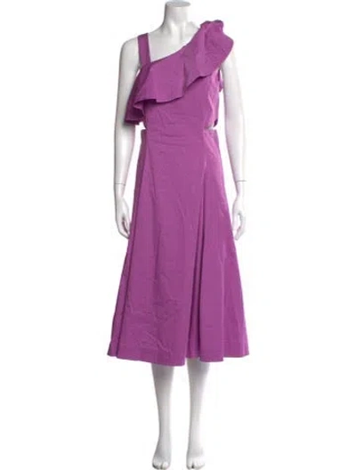 Pre-owned Veronica Beard One-shoulder Midi Length Dress In Purple