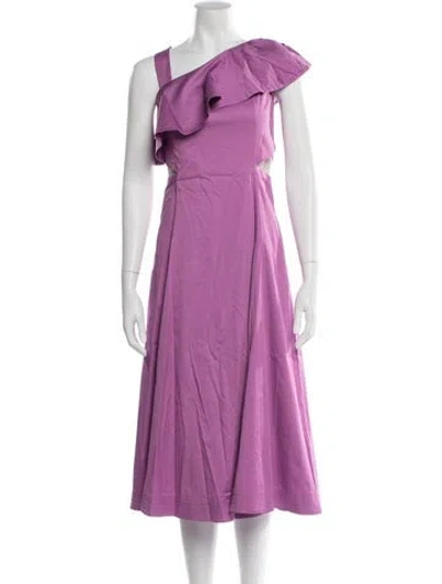 Pre-owned Veronica Beard One-shoulder Midi Length Dress In Purple
