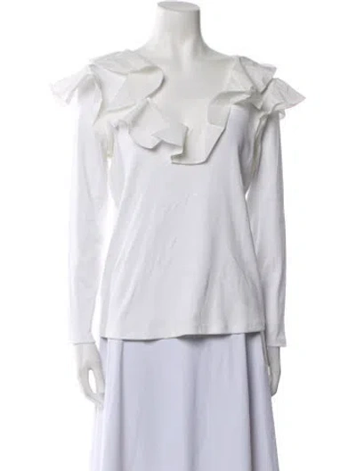 Pre-owned Veronica Beard One-shoulder Short Sleeve Blouse W/ Tags In White