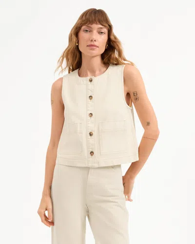 Veronica Beard Ording Denim Vest In White