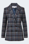 Veronica Beard Oria Plaid Wool Blend Dickey Jacket In Blue