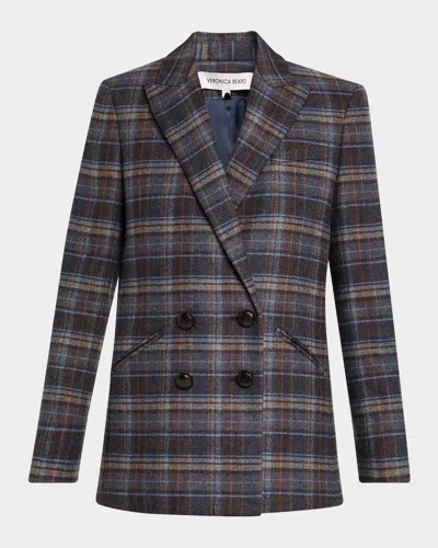 Veronica Beard Oria Plaid Dickey Jacket In Brown