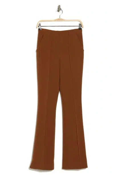 Veronica Beard Orion Pleat Front Flare Pants In Dark Ochre