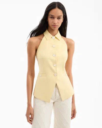 Veronica Beard Orlinda Halter Neck Vest In Chamomile In Gold