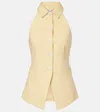 Veronica Beard Orlinda Halterneck Linen-blend Vest In Yellow