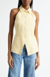 Veronica Beard Orlinda Halter Neck Vest In Chamomile In Yellow