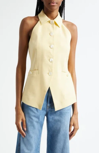 Veronica Beard Orlinda Linen Blend Vest In Yellow