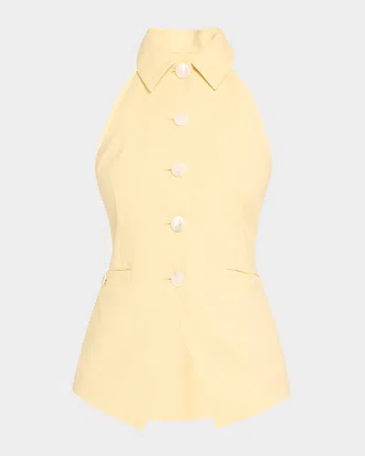 Veronica Beard Orlinda Halter Neck Vest In Chamomile In Gold