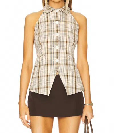 Veronica Beard Orlinda Plaid Seersucker Vest In Dark Stone Multi