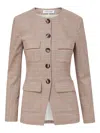 Veronica Beard Orrin Checked Pocket Jacket In Neutral