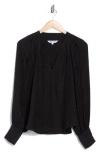 Veronica Beard Osler Puff Shoulder Silk Top In Black