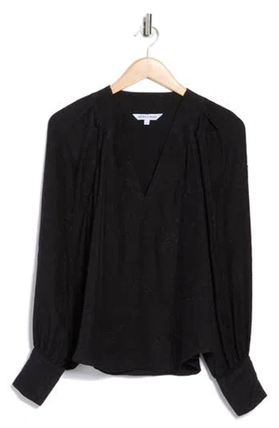 Veronica Beard Osler Puff Shoulder Silk Top In Black