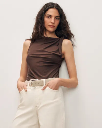 Veronica Beard Otessa Boatneck Tank Top In Brown