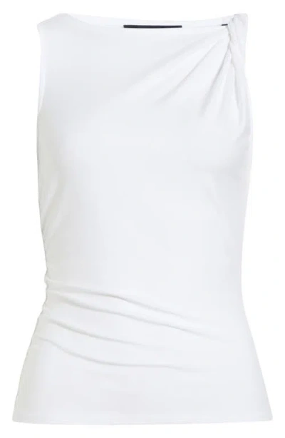 Veronica Beard Otessa Twist Shoulder Ruched Top In White