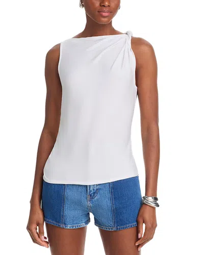 Veronica Beard Otessa Twist Shoulder Ruched Top In White