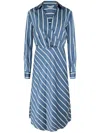 Veronica Beard Otis Stripe Long-sleeve Midi Dress In Blue