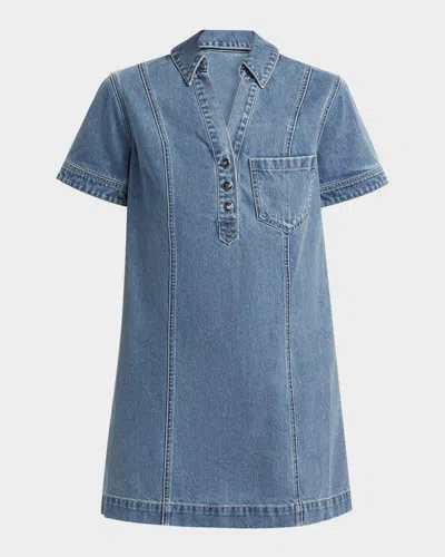 Veronica Beard Otto Mini Denim Polo Dress