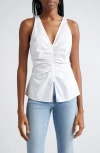 VERONICA BEARD OYA CENTER RUCHED STRETCH COTTON TOP