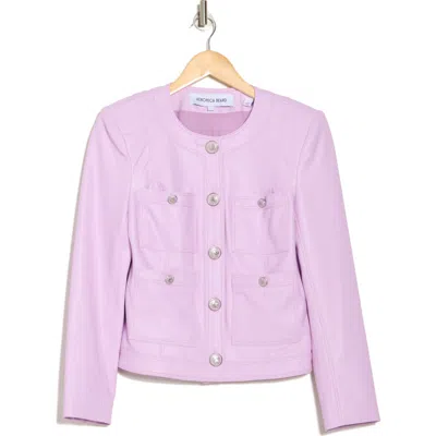 Veronica Beard Ozuna Faux Leather Crop Jacket In Barely Orchid