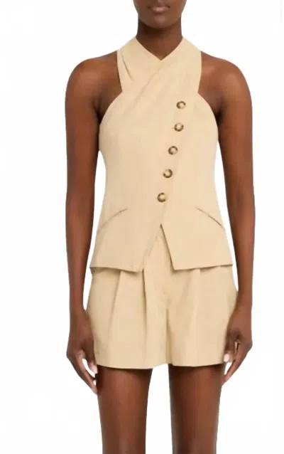 Veronica Beard Pacey Halter Vest Top In Stone Khaki In Multi
