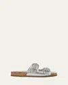 Veronica Beard Paige Slide Sandal In Silver/natural