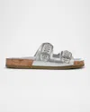 Veronica Beard Paige Slide Sandal In Silver/natural