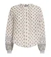 Veronica Beard Lollie Mixed Print Cotton Blend Button-up Shirt In Gray