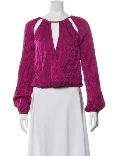 Pre-owned Veronica Beard Paisley Print Asymmetrical Blouse In Pink