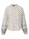 Veronica Beard Lollie Mixed Print Cotton Blend Button-up Shirt In White