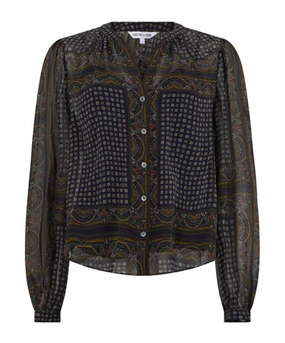 Veronica Beard Paisley Print Button-front Blouse In Gray