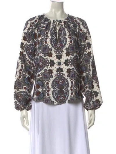Pre-owned Veronica Beard Paisley Print Crew Neck Blouse In Multi