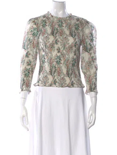 Pre-owned Veronica Beard Paisley Print Crew Neck Blouse In Multi