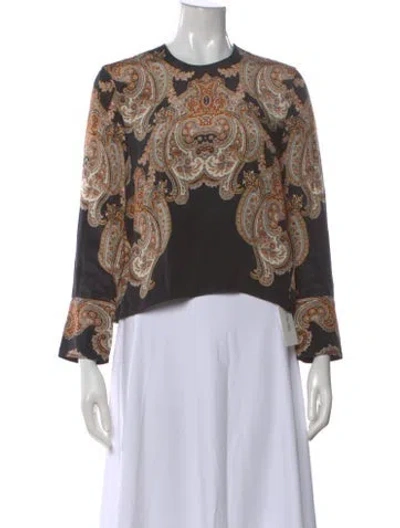 Pre-owned Veronica Beard Paisley Print Crew Neck Blouse In Multi